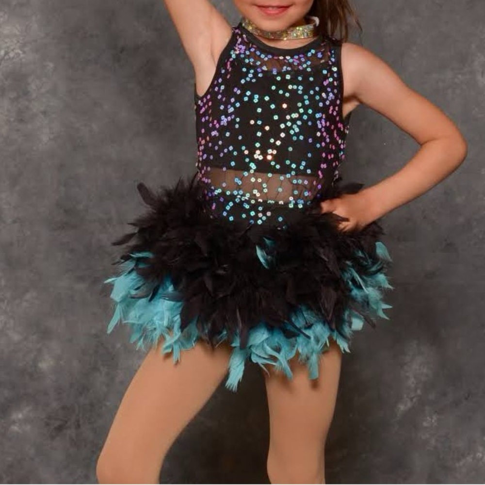 Sparkling Weissman Black and Blue Kids Dance Costume